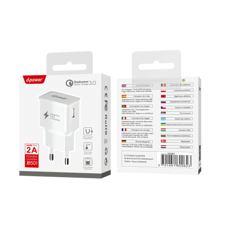 Prise secteur USB - Blanc