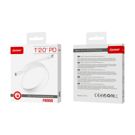 Câble iOS Type-C to Lightning (1M) (3A) (PD)