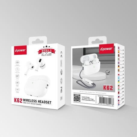 Headphone Wireless K6202 Blanc