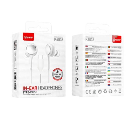 Ecouteurs K6036 Type-C BLANC