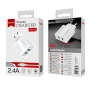 Prise secteur 2 ports UBS + câble Type C - Blanc