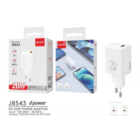 J8543 Prise Type-C 20W PD Blanc