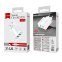 Prise secteur 2 ports USB + câble lightning - Blanc