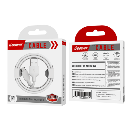 F6007 Câble Micro USB 1m - Blanc